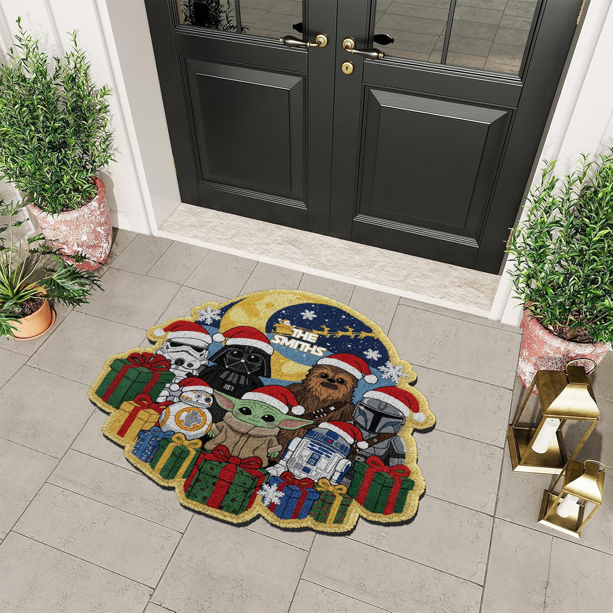 Personalized Christmas Non-Slip Tufted Rug Featuring Star Wars Theme Non-Slip Tufted Rug GradoCreations