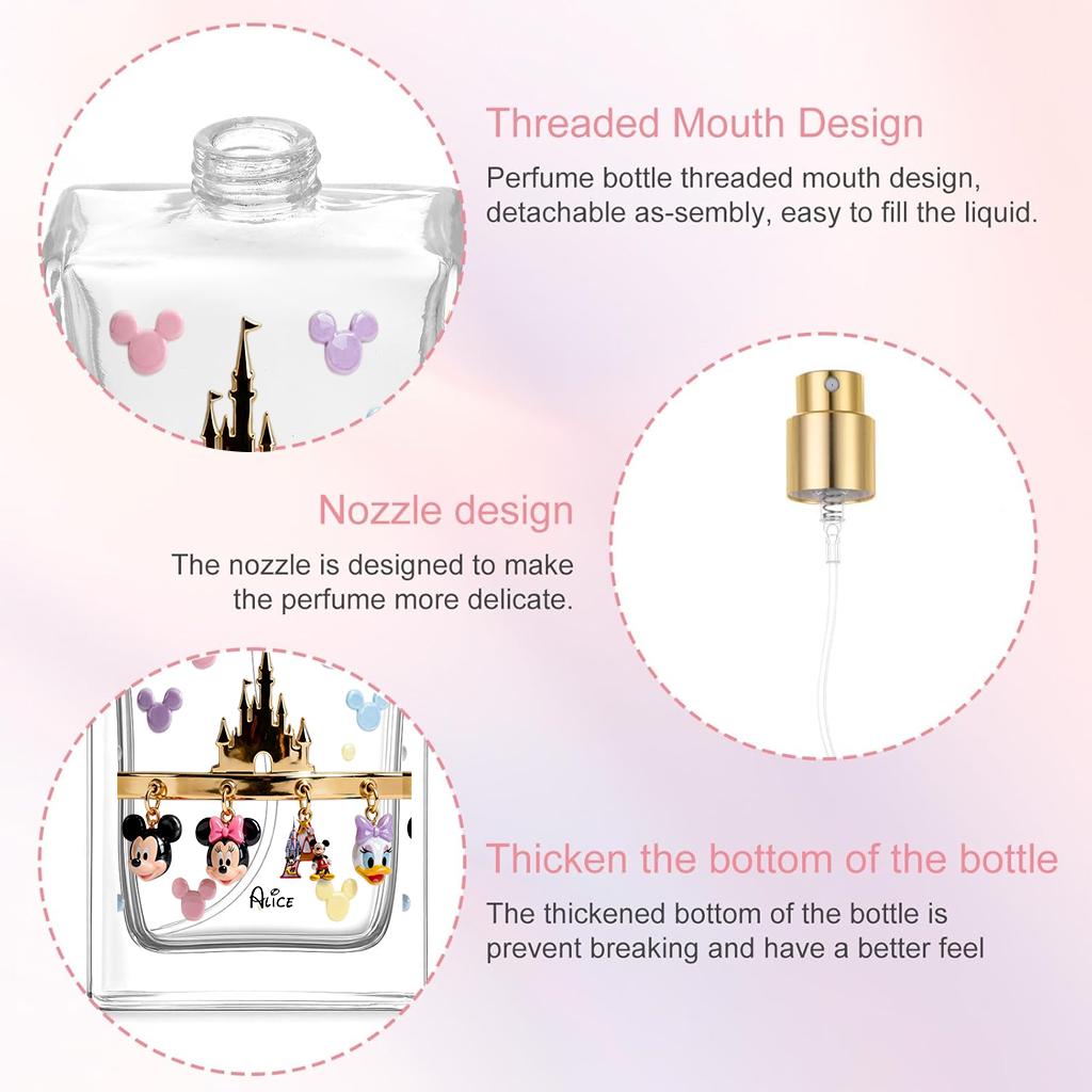 Personalized Disney Castle Perfume Bottle with Name - Fun Gift for Mom Refillable Perfume Bottle GradoCreations