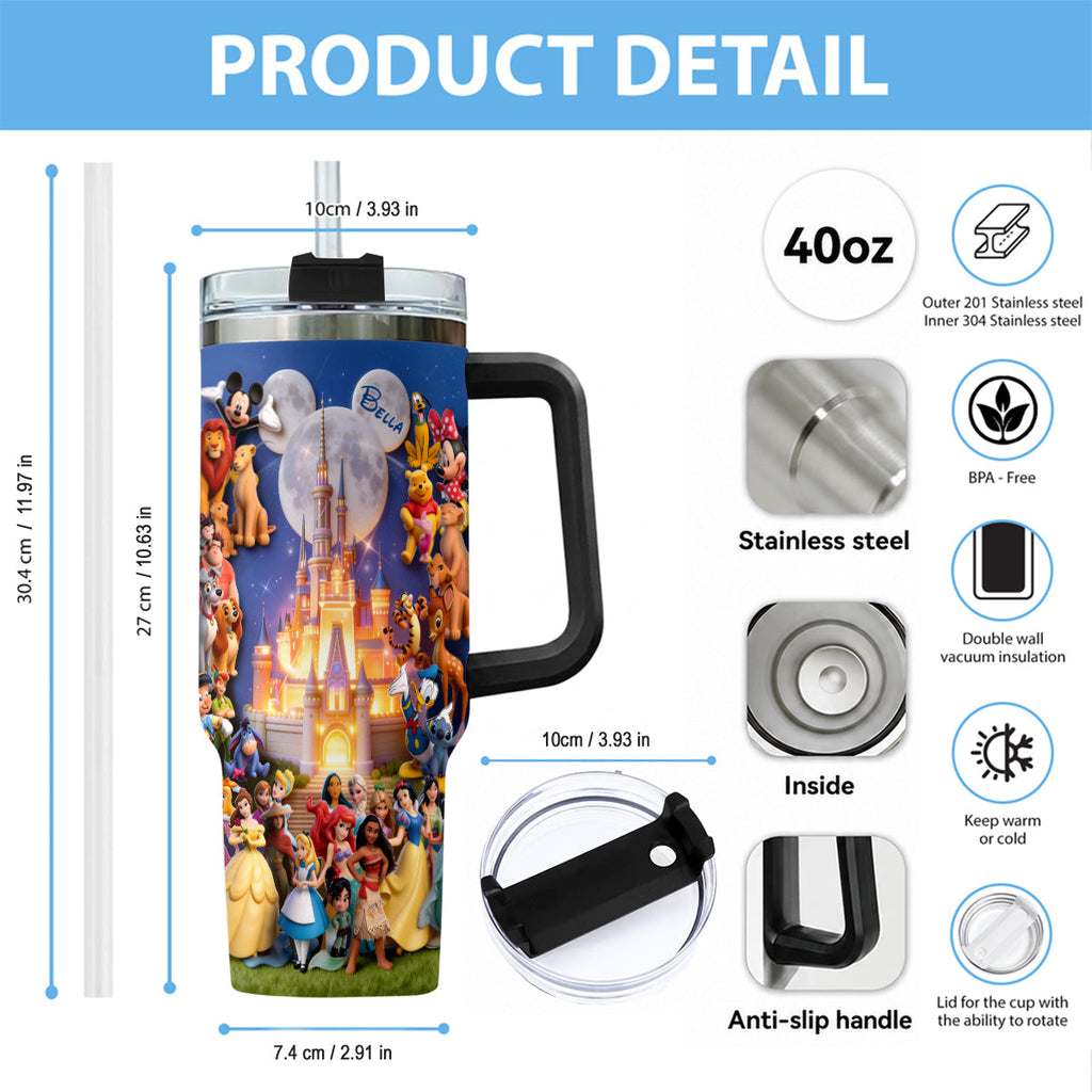 Personalized Dream Trip Tumbler with Handle for Disney Lovers Tumbler With Handle GradoCreations