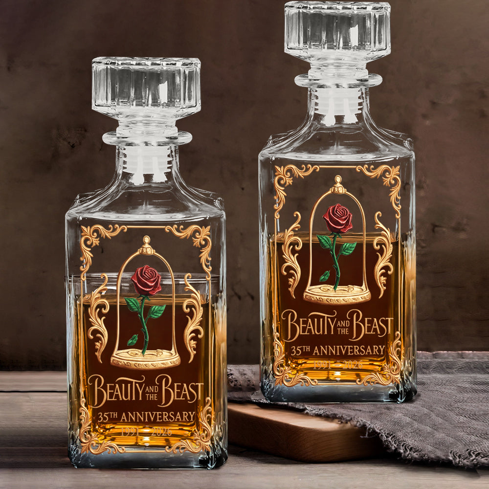 Personalized Beauty and the Beast Whiskey Decanter Set Gift for Couples Anniversary Whiskey Decanter Set GradoCreations