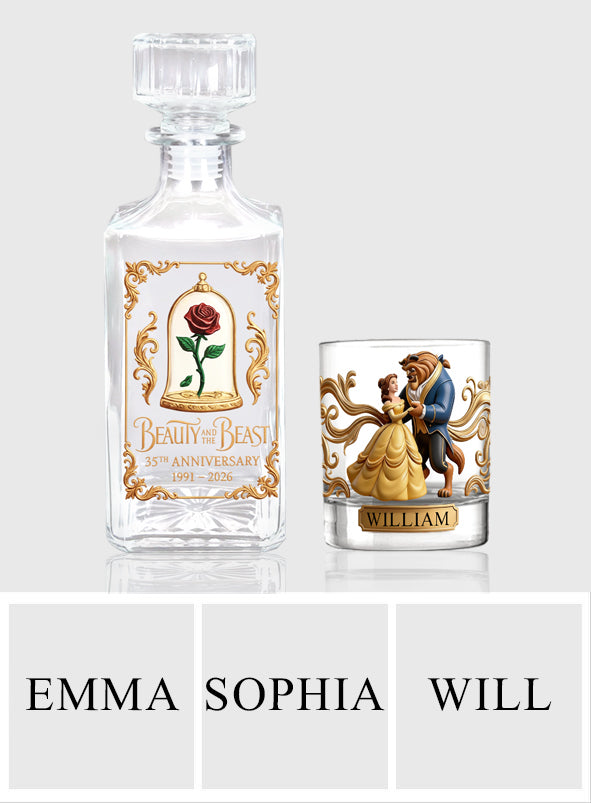 Personalized Beauty and the Beast Whiskey Decanter Set Gift for Couples Anniversary Whiskey Decanter Set GradoCreations