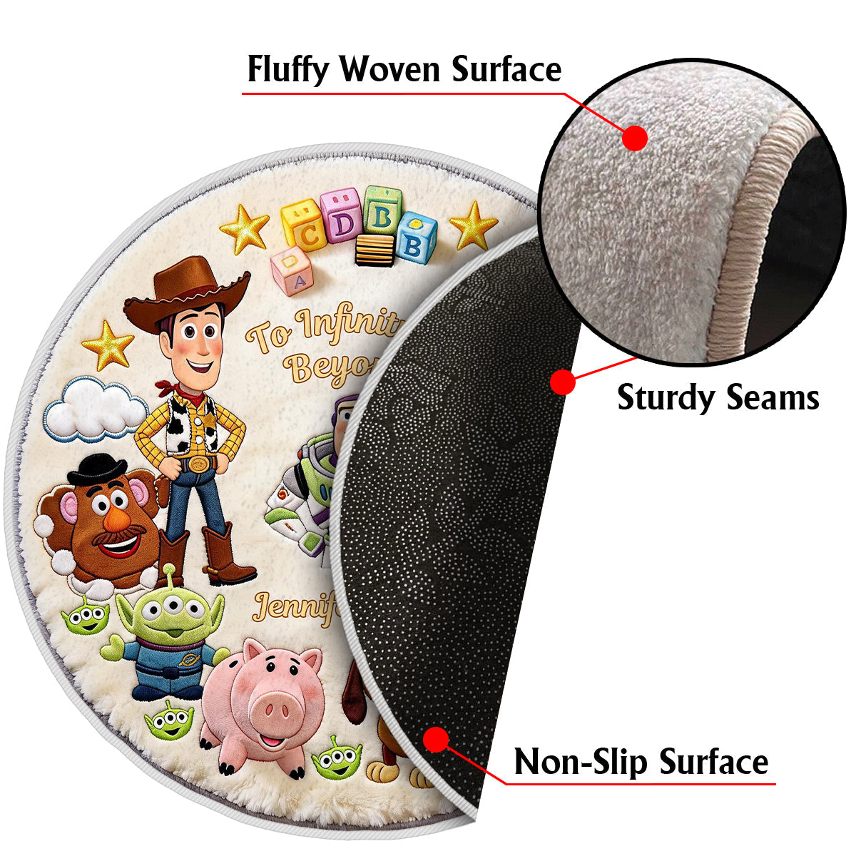 Personalized Toy Story Themed Non-Slip Tufted Rug for Kids Non-Slip Tufted Rug GradoCreations
