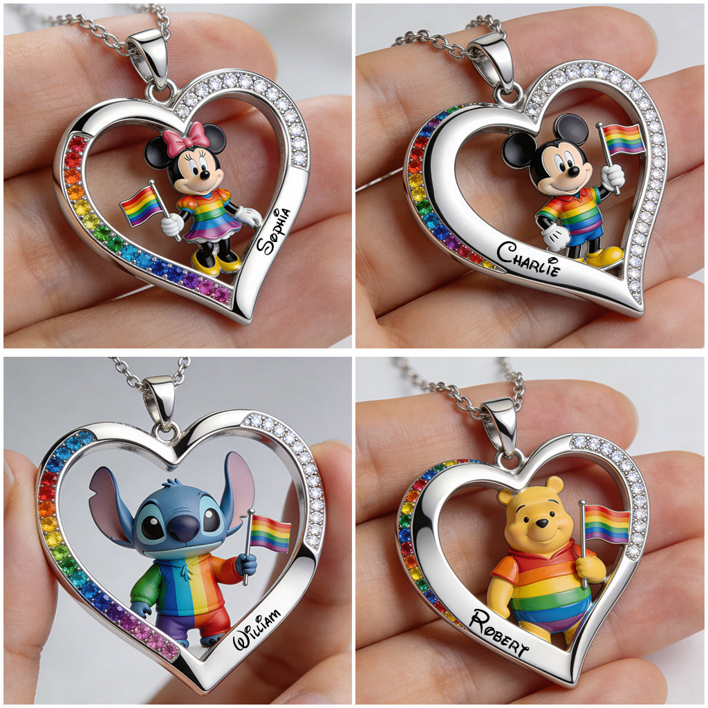 Personalized Pride Month Heart Pendant Necklace LGBT Gift Shaped Metal Pendant Necklace GradoCreations