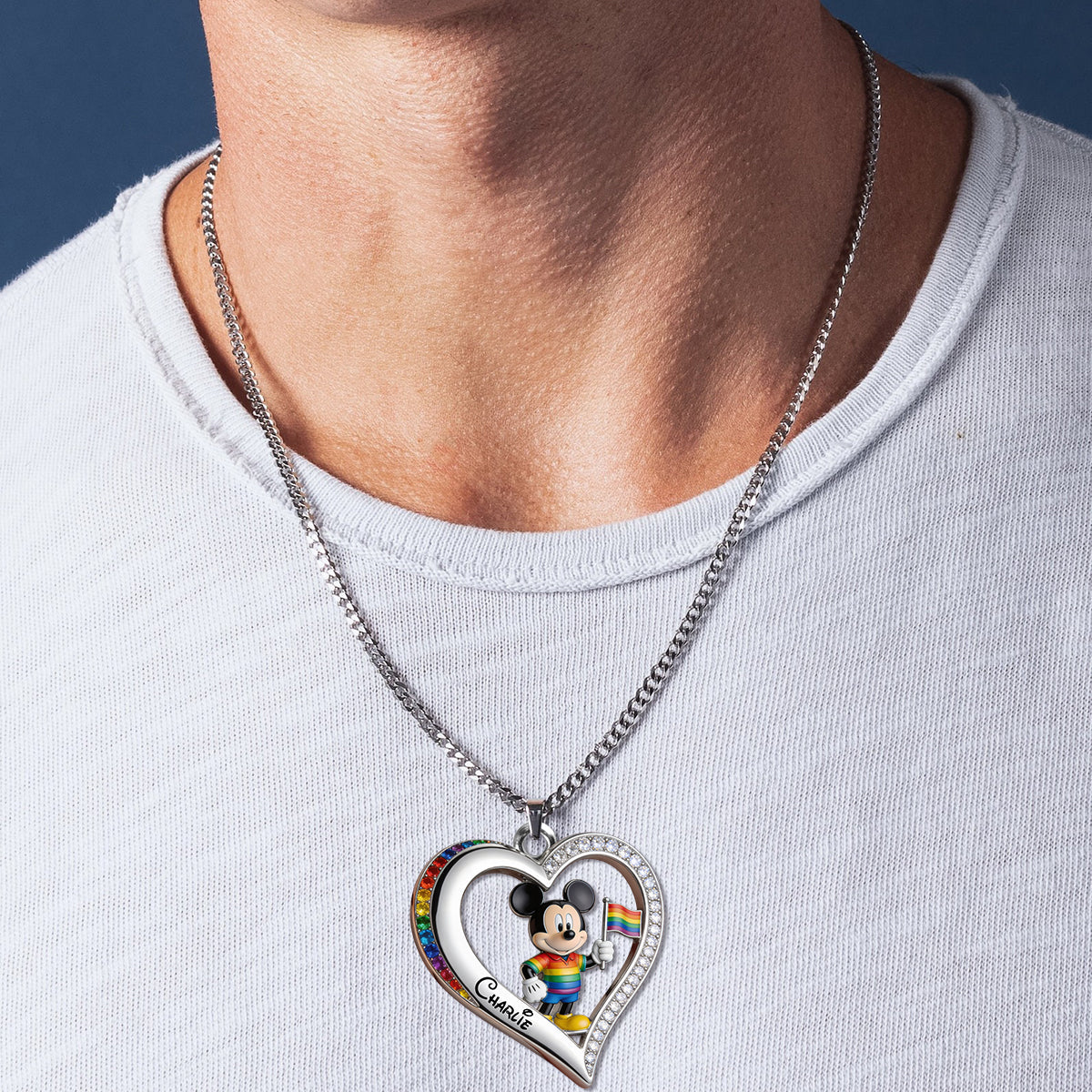 Personalized Pride Month Heart Pendant Necklace LGBT Gift Shaped Metal Pendant Necklace GradoCreations