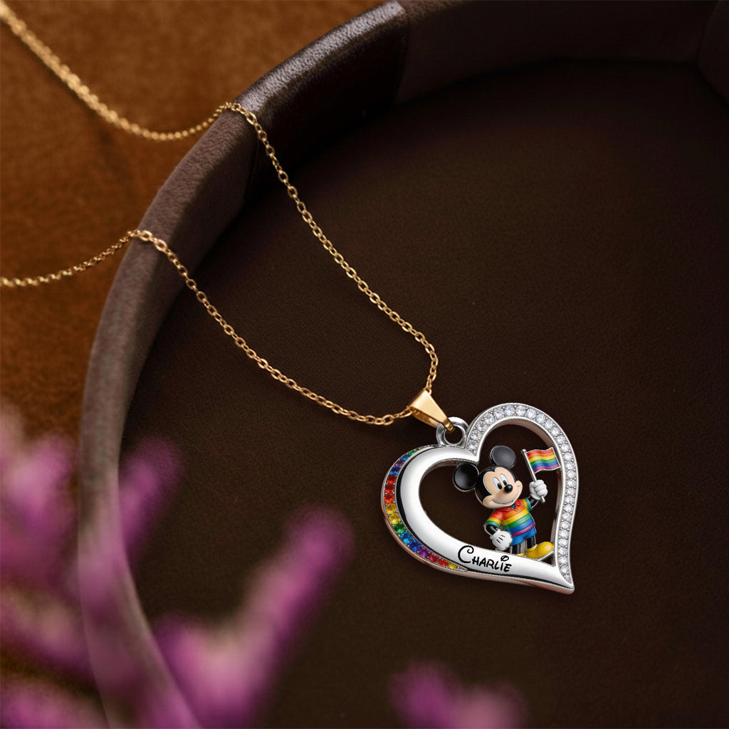 Personalized Pride Month Heart Pendant Necklace LGBT Gift Shaped Metal Pendant Necklace GradoCreations