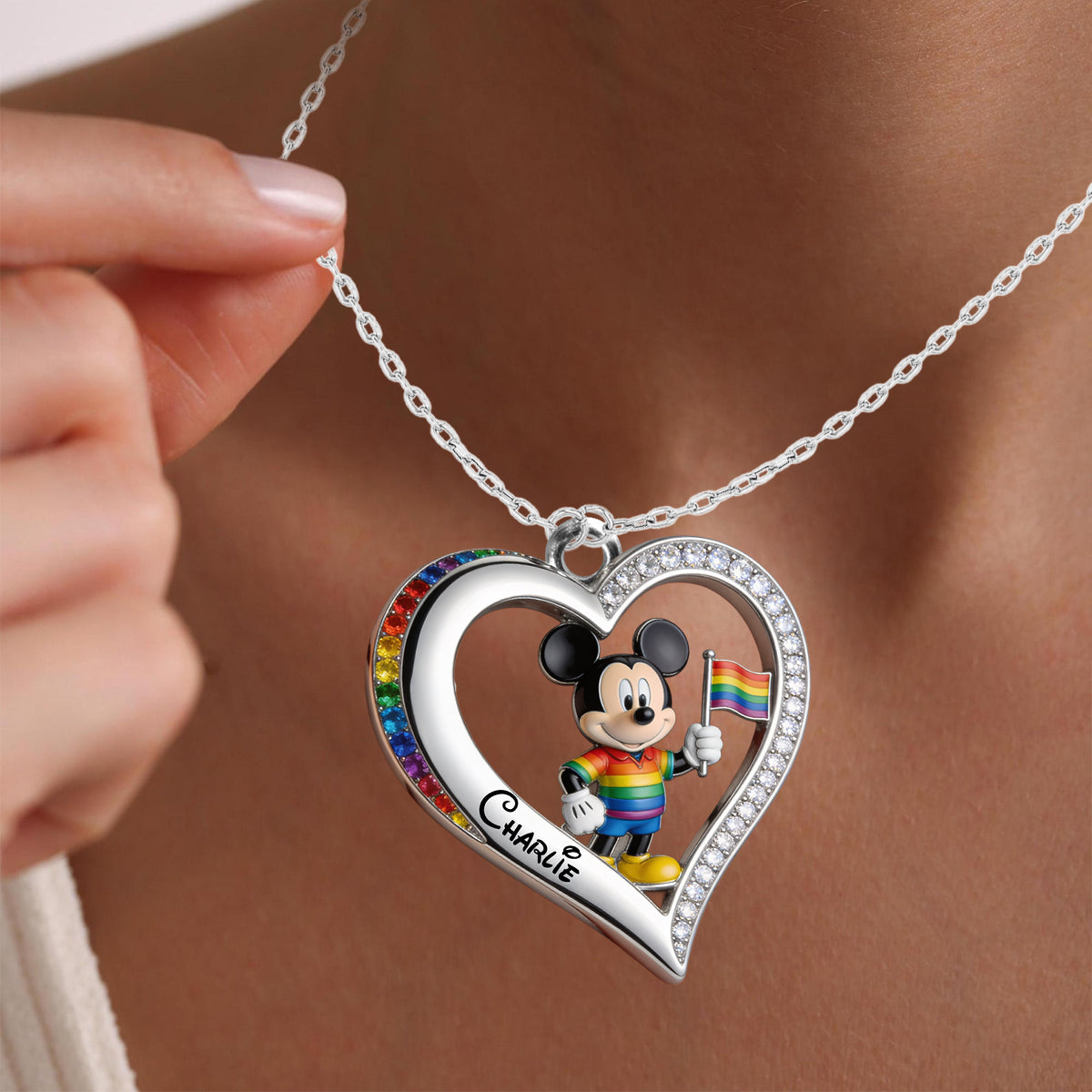 Personalized Pride Month Heart Pendant Necklace LGBT Gift Shaped Metal Pendant Necklace GradoCreations