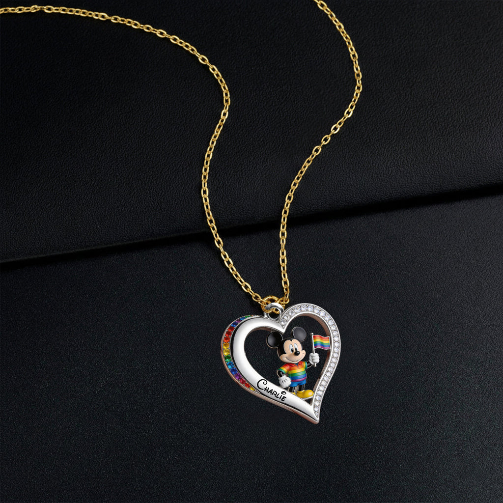 Personalized Pride Month Heart Pendant Necklace LGBT Gift Shaped Metal Pendant Necklace GradoCreations