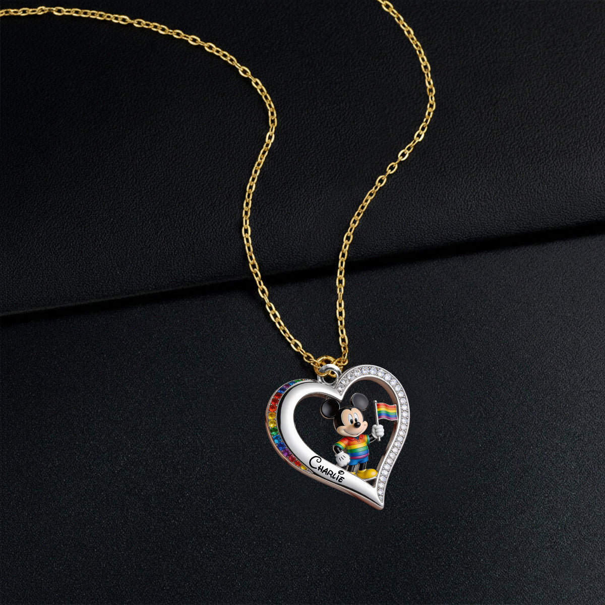 Personalized Pride Month Heart Pendant Necklace LGBT Gift Shaped Metal Pendant Necklace GradoCreations