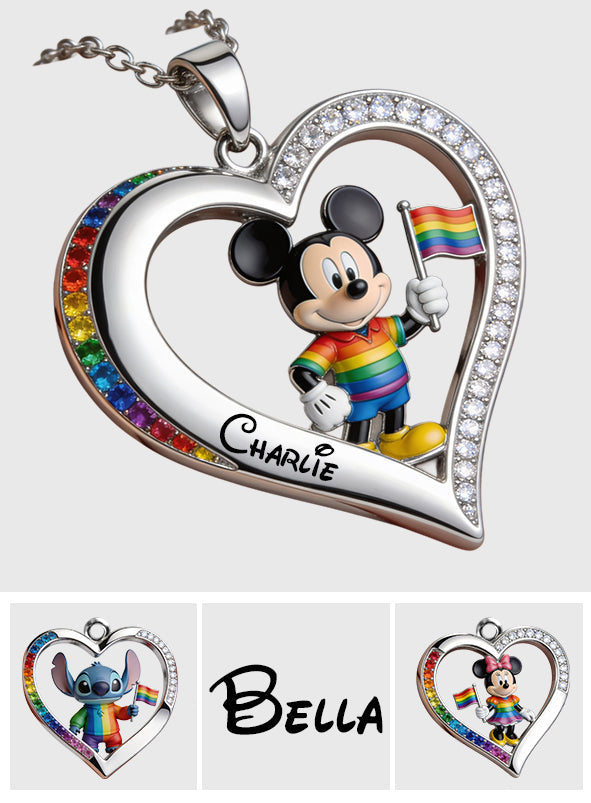 Personalized Pride Month Heart Pendant Necklace LGBT Gift Shaped Metal Pendant Necklace GradoCreations
