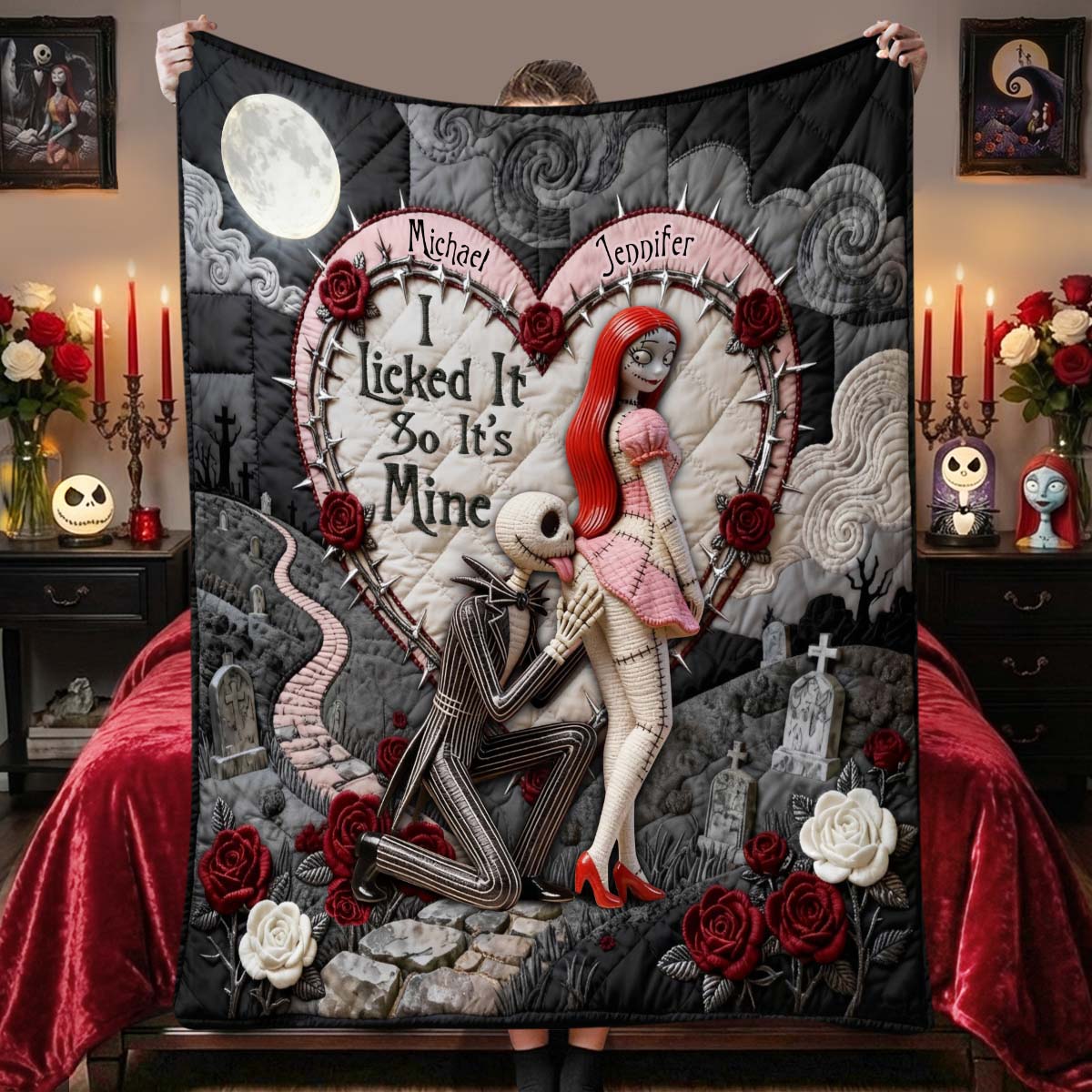 Personalized Nightmare Blanket with Custom Names for Couples Blanket GradoCreations