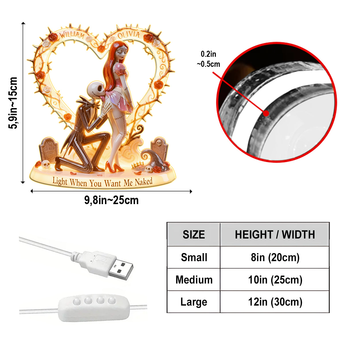 Personalized Acrylic LED Night Light Custom Shape Gift Acrylic LED Night Light GradoCreations