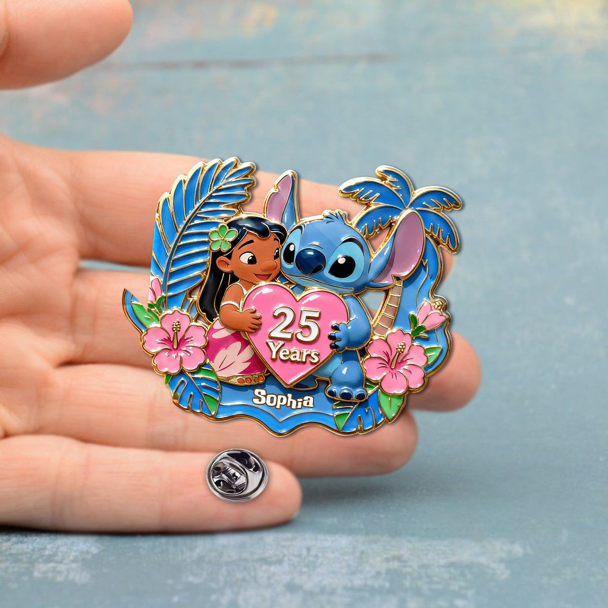Personalized 25th Anniversary Ohana Acrylic Enamel Pin Gift Acrylic Enamel Pin GradoCreations