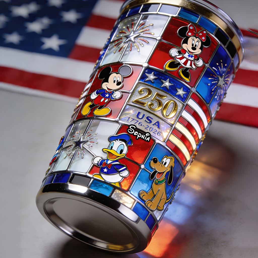 Personalized 250th Anniversary Tumbler with Disney Characters Tumbler GradoCreations