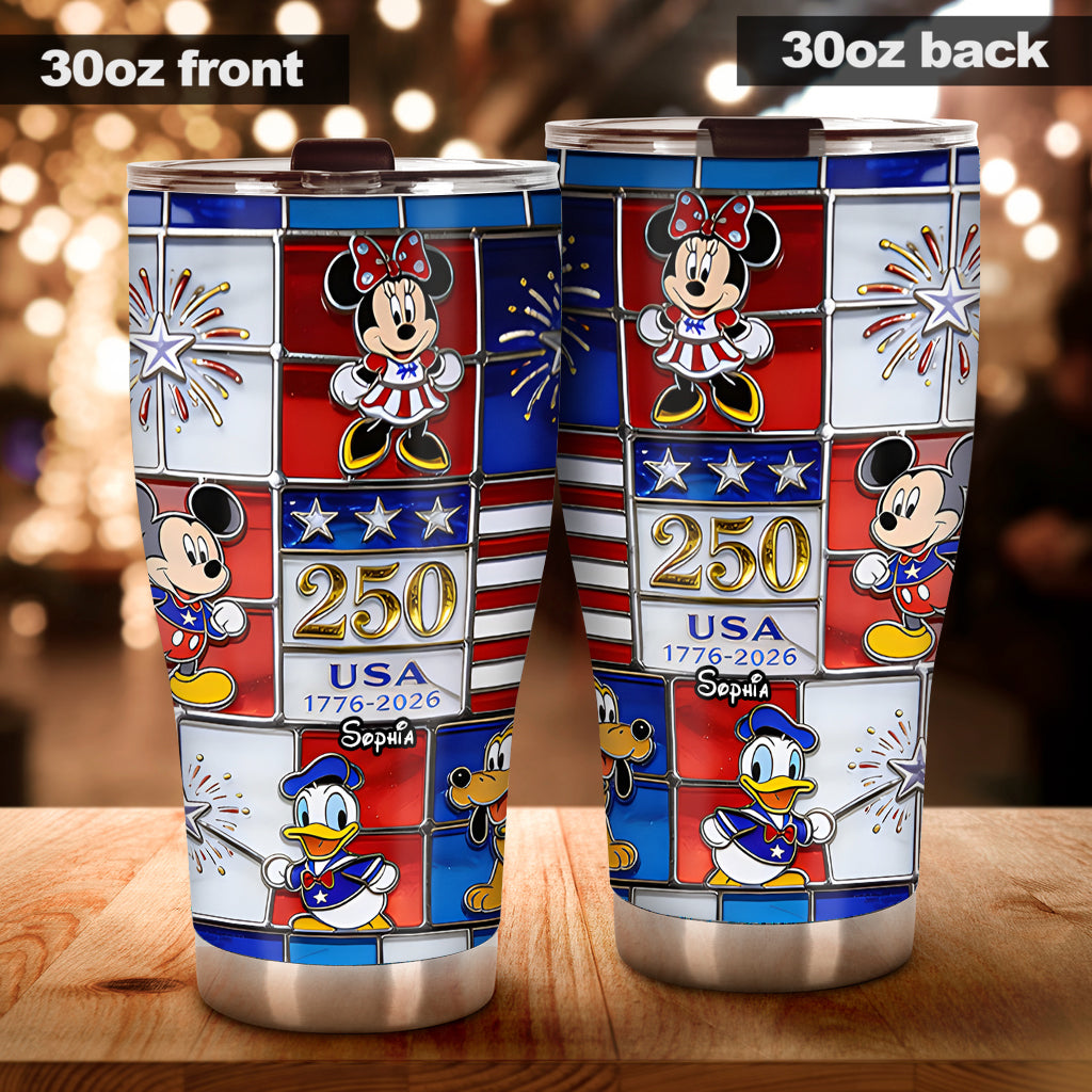 Personalized 250th Anniversary Tumbler with Disney Characters Tumbler GradoCreations