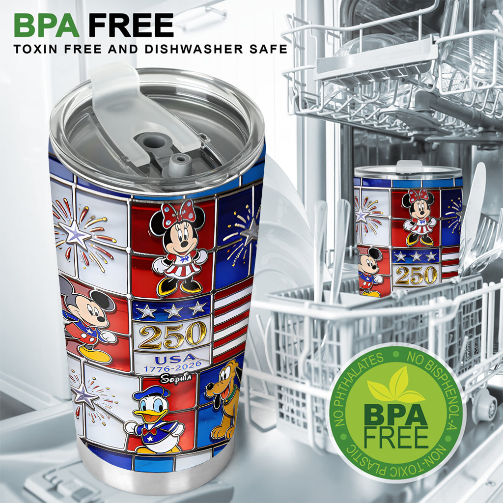 Personalized 250th Anniversary Tumbler with Disney Characters Tumbler GradoCreations