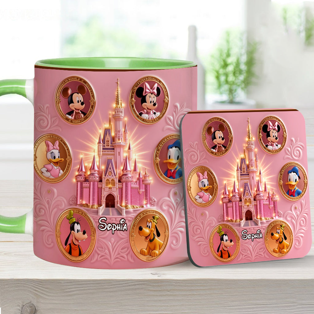 Personalized Mouse Accent Mug & Coaster Gift for Kids - Magical Castle Accent Mug & Coaster GradoCreations