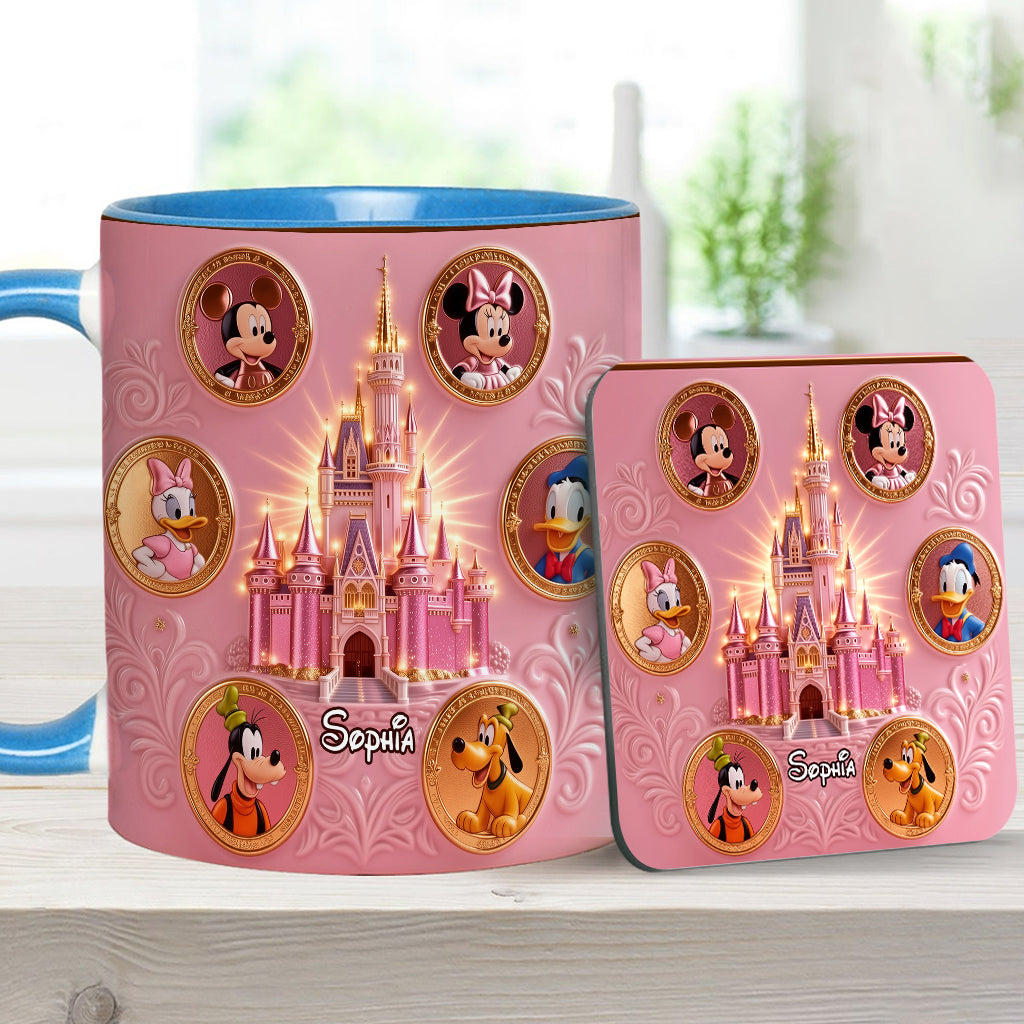 Personalized Mouse Accent Mug & Coaster Gift for Kids - Magical Castle Accent Mug & Coaster GradoCreations