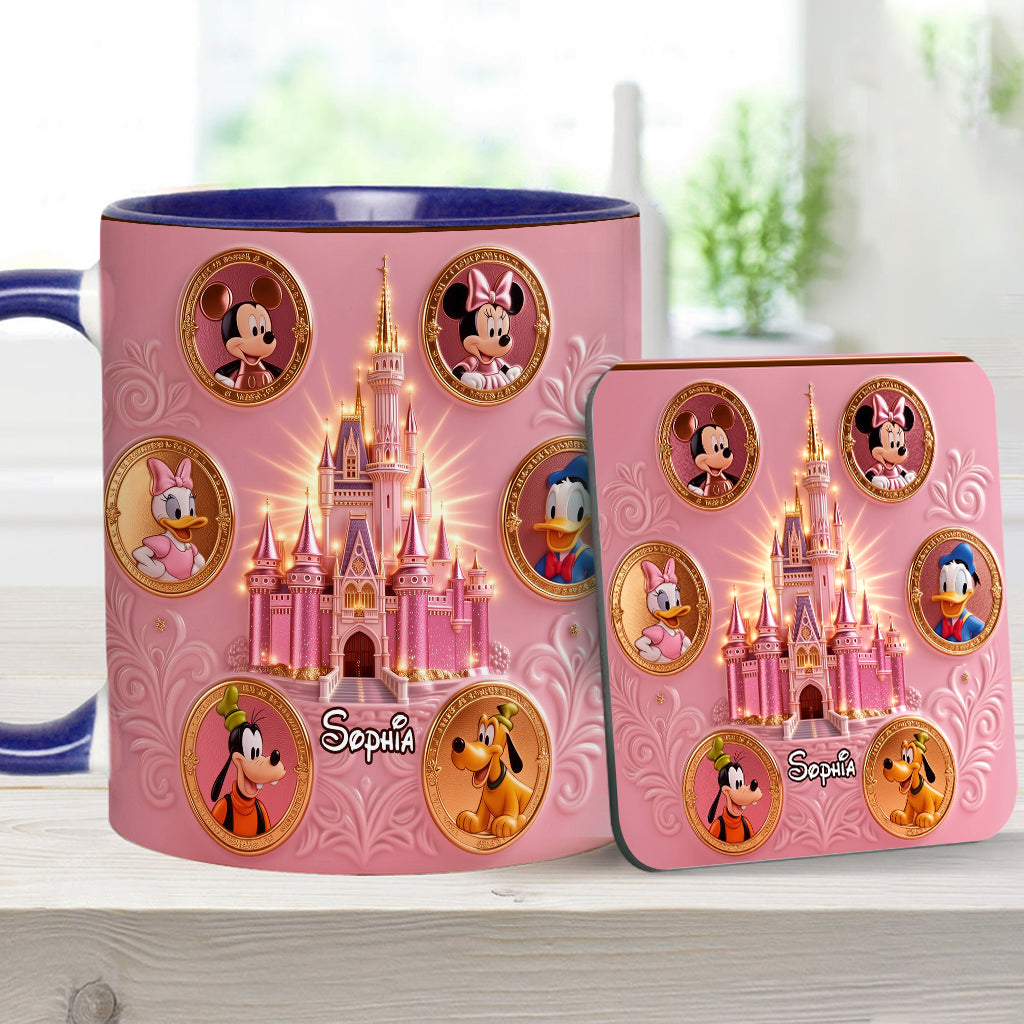 Personalized Mouse Accent Mug & Coaster Gift for Kids - Magical Castle Accent Mug & Coaster GradoCreations