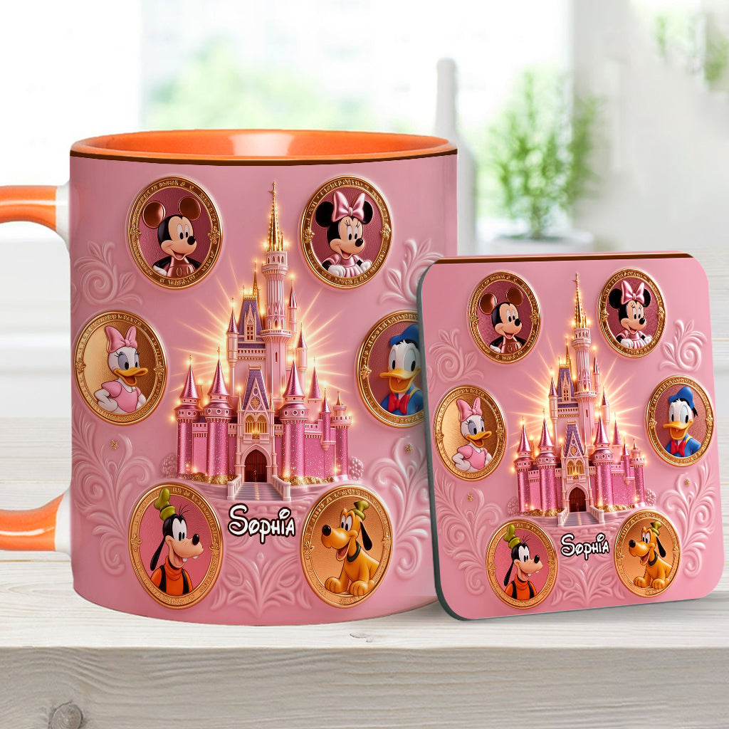Personalized Mouse Accent Mug & Coaster Gift for Kids - Magical Castle Accent Mug & Coaster GradoCreations