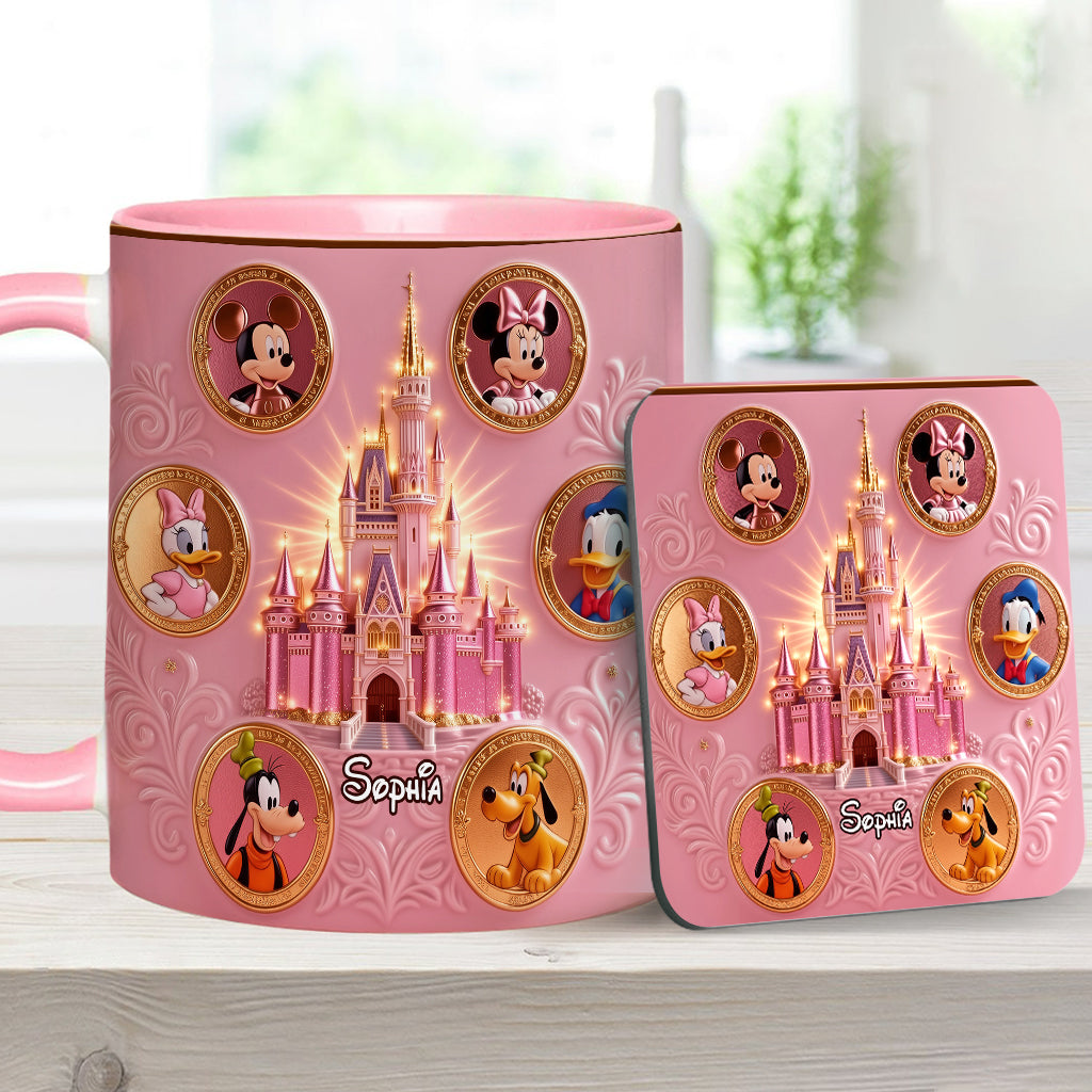 Personalized Mouse Accent Mug & Coaster Gift for Kids - Magical Castle Accent Mug & Coaster GradoCreations
