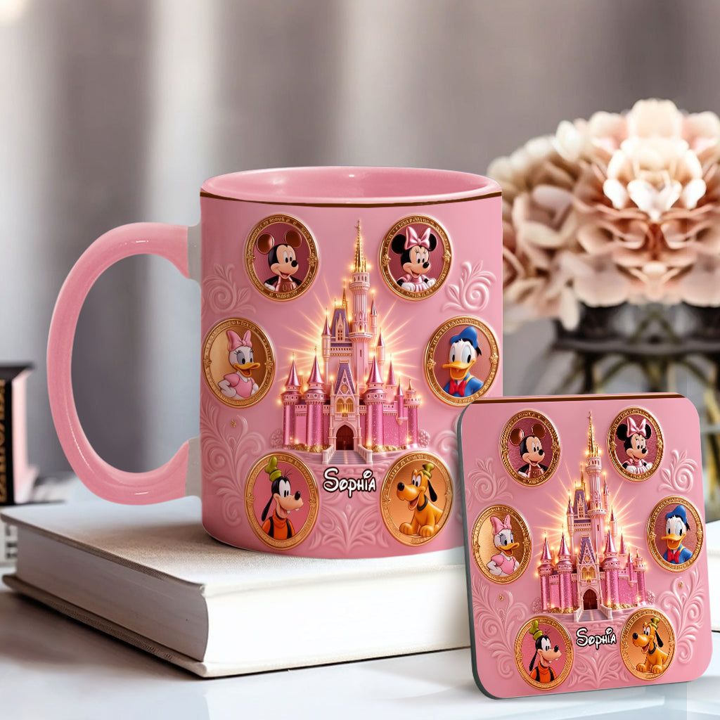 Personalized Mouse Accent Mug & Coaster Gift for Kids - Magical Castle Accent Mug & Coaster GradoCreations