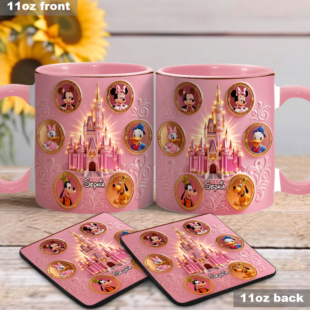 Personalized Mouse Accent Mug & Coaster Gift for Kids - Magical Castle Accent Mug & Coaster GradoCreations