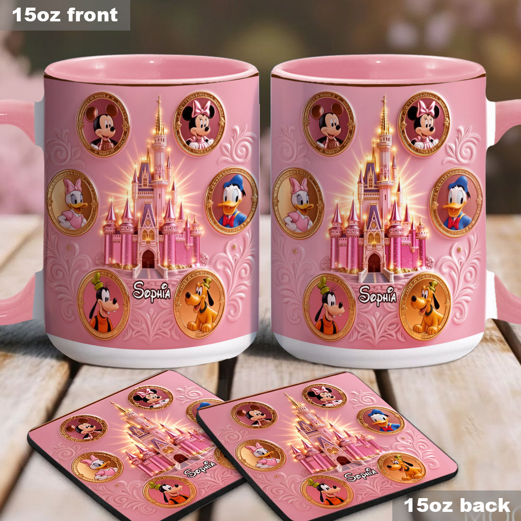 Personalized Mouse Accent Mug & Coaster Gift for Kids - Magical Castle Accent Mug & Coaster GradoCreations