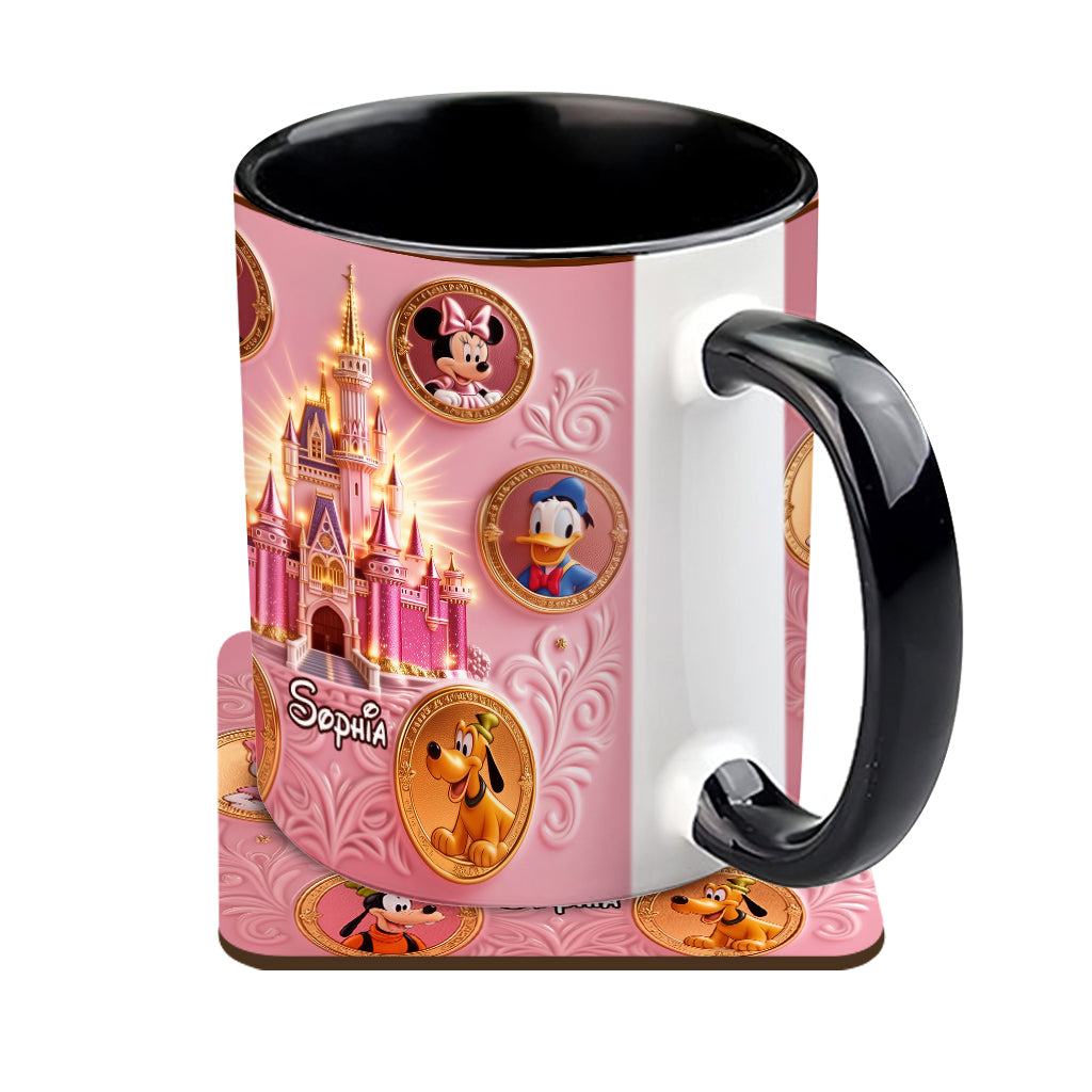 Personalized Mouse Accent Mug & Coaster Gift for Kids - Magical Castle Accent Mug & Coaster GradoCreations