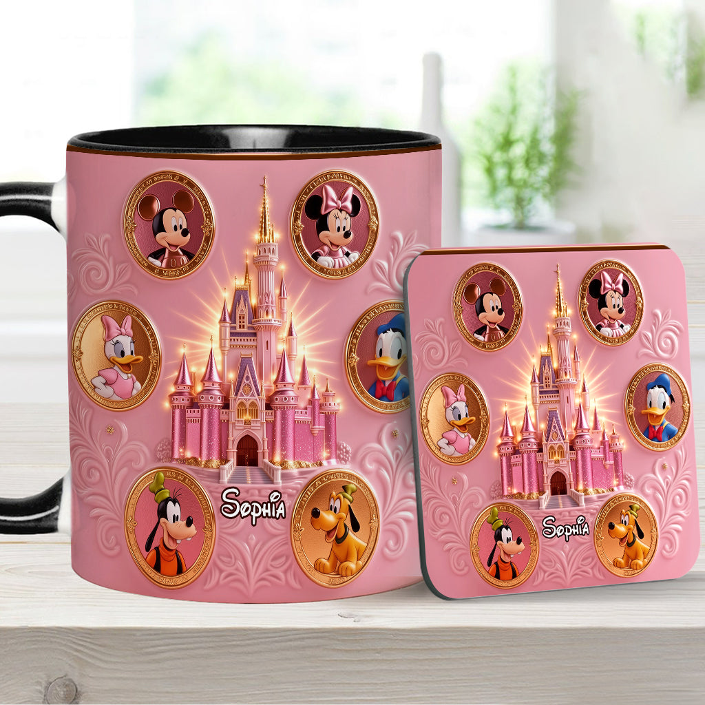 Personalized Mouse Accent Mug & Coaster Gift for Kids - Magical Castle Accent Mug & Coaster GradoCreations