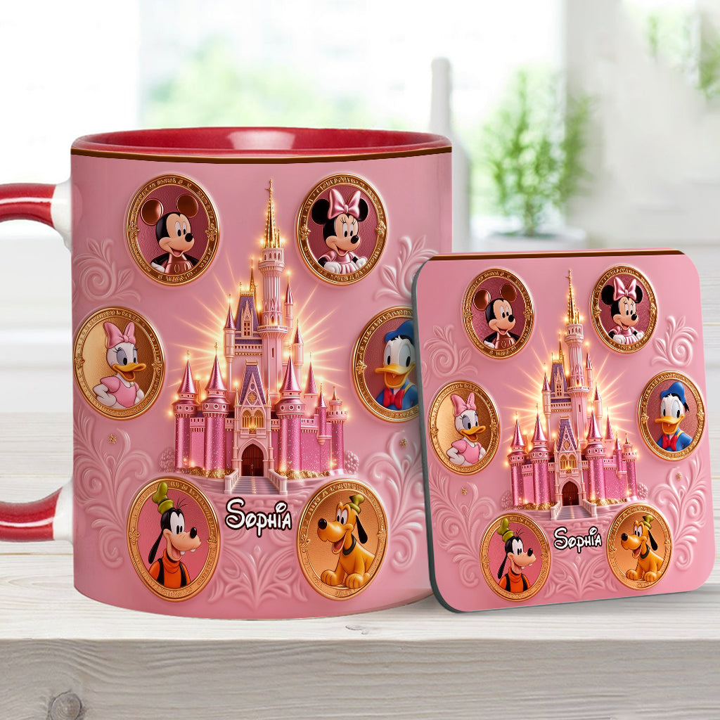 Personalized Mouse Accent Mug & Coaster Gift for Kids - Magical Castle Accent Mug & Coaster GradoCreations