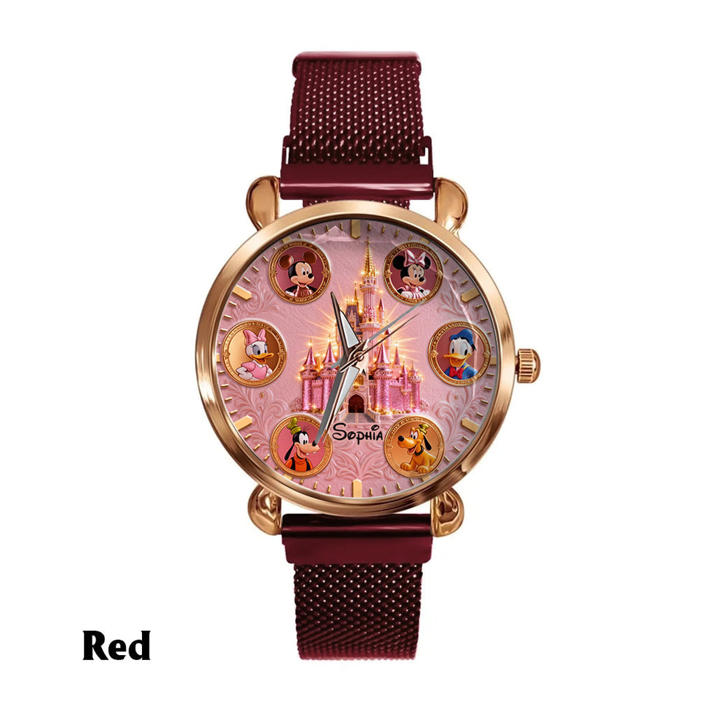 Personalized Disney Castle Women's Hand Watch with Custom Name Women Hand Watch GradoCreations