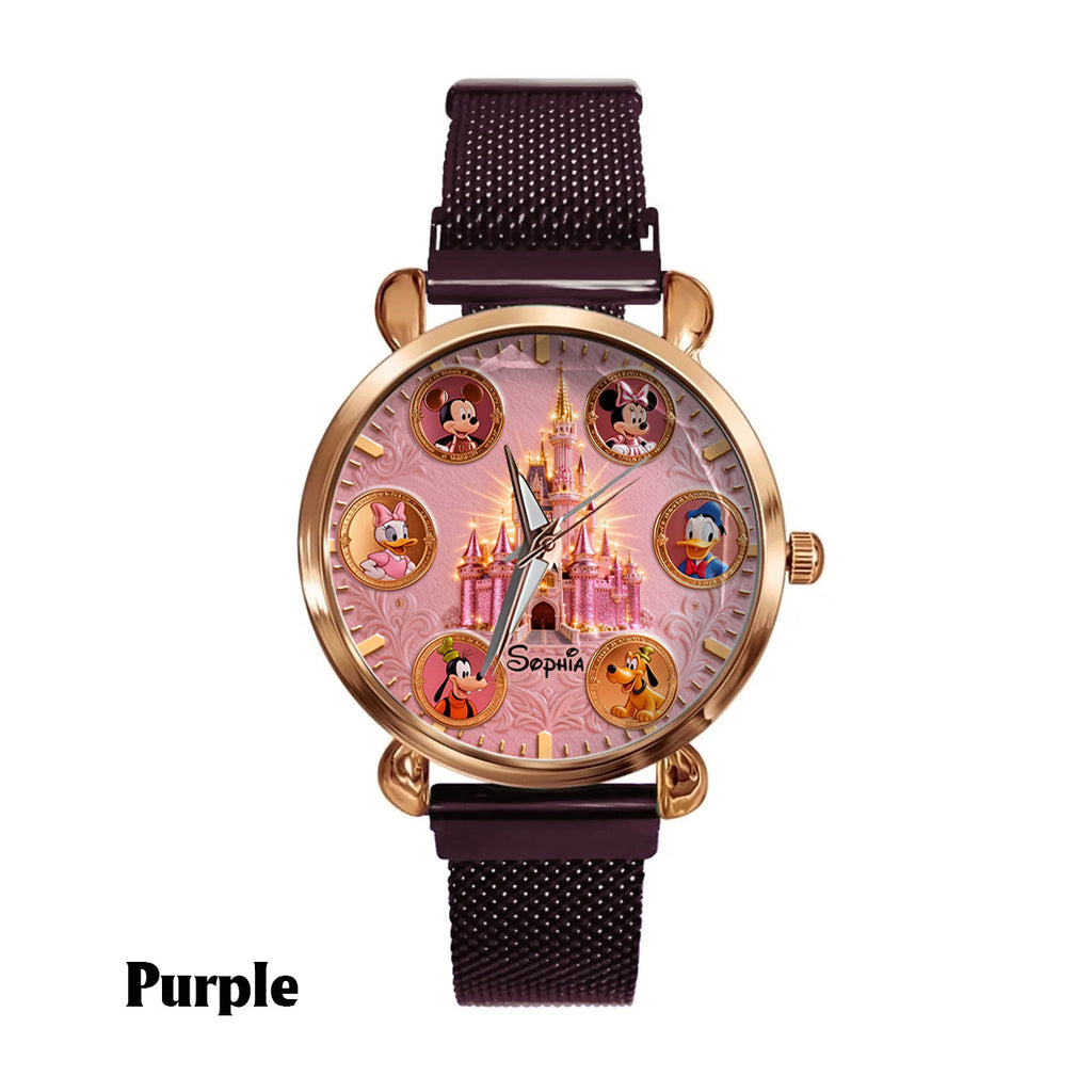 Personalized Disney Castle Women's Hand Watch with Custom Name Women Hand Watch GradoCreations