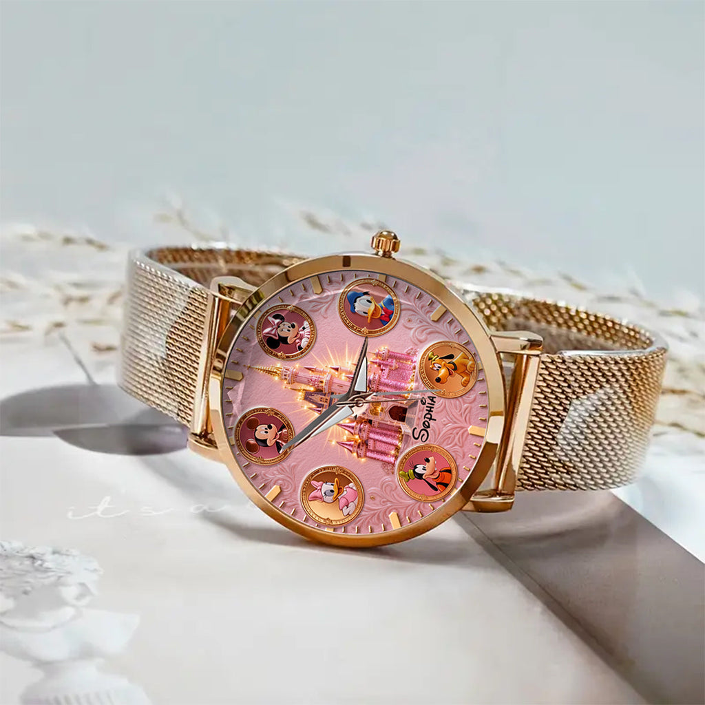 Personalized Disney Castle Women's Hand Watch with Custom Name Women Hand Watch GradoCreations