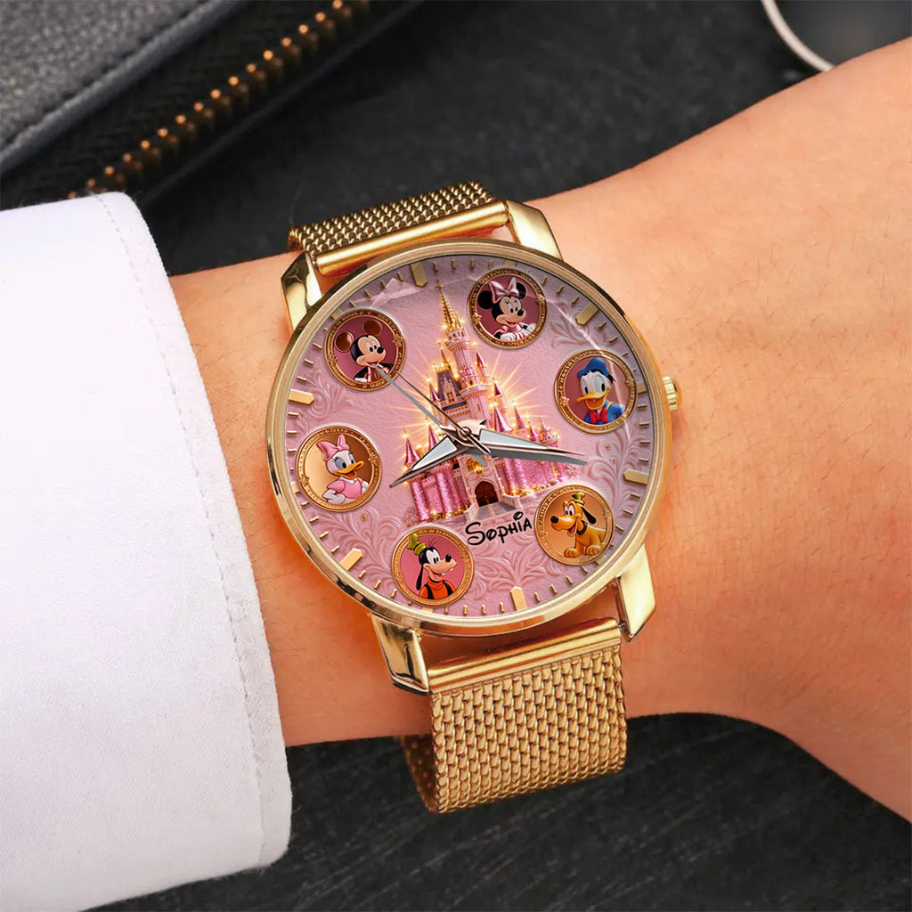 Personalized Disney Castle Women's Hand Watch with Custom Name Women Hand Watch GradoCreations