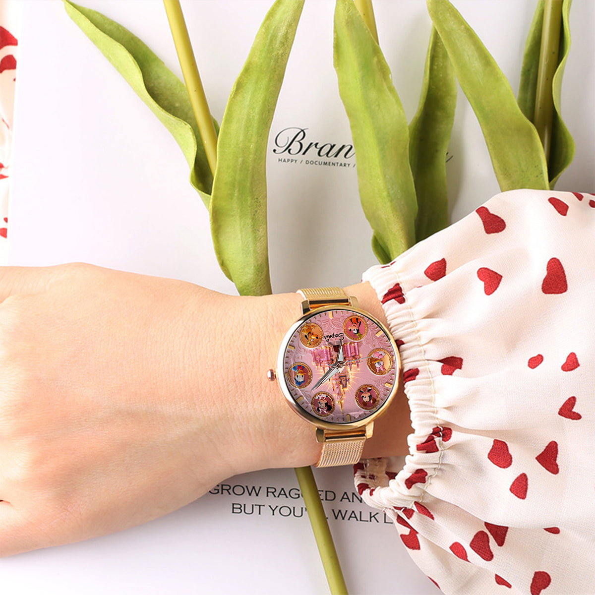 Personalized Disney Castle Women's Hand Watch with Custom Name Women Hand Watch GradoCreations