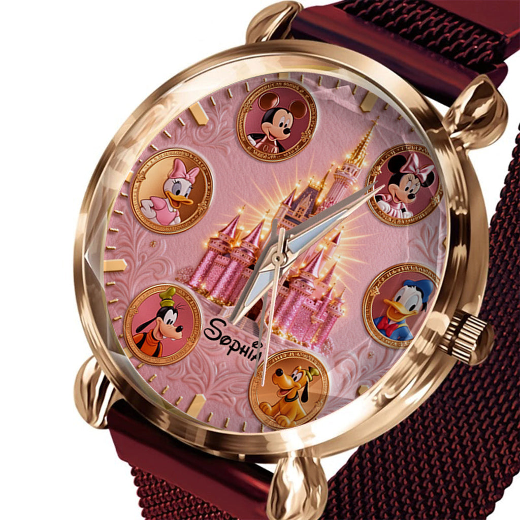 Personalized Disney Castle Women's Hand Watch with Custom Name Women Hand Watch GradoCreations