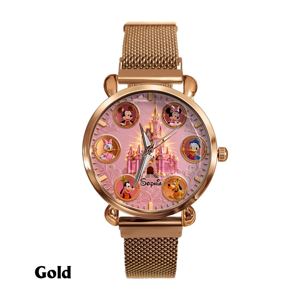 Personalized Disney Castle Women's Hand Watch with Custom Name Women Hand Watch GradoCreations