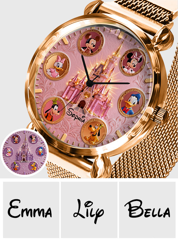 Personalized Disney Castle Women's Hand Watch with Custom Name Women Hand Watch GradoCreations