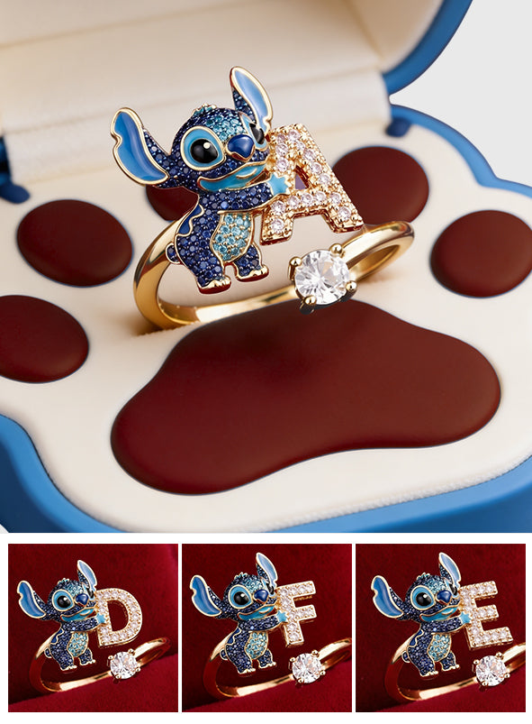Personalized Cute Blue Alien Ohana Adjustable Ring Gift Adjustable Shaped Ring GradoCreations