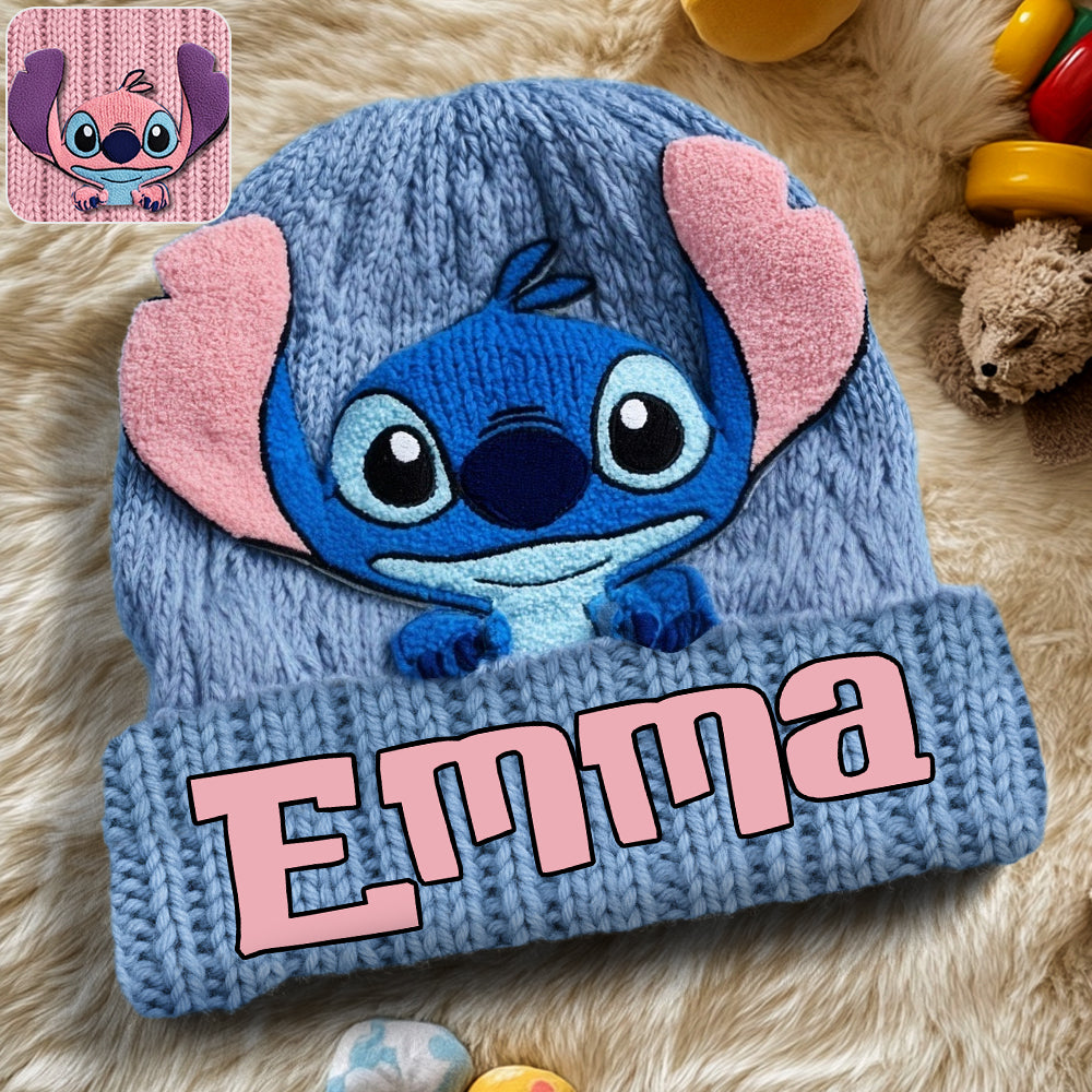Personalized Stitch Beanie Hat Custom Name Gift for Kids Beanie Hat GradoCreations