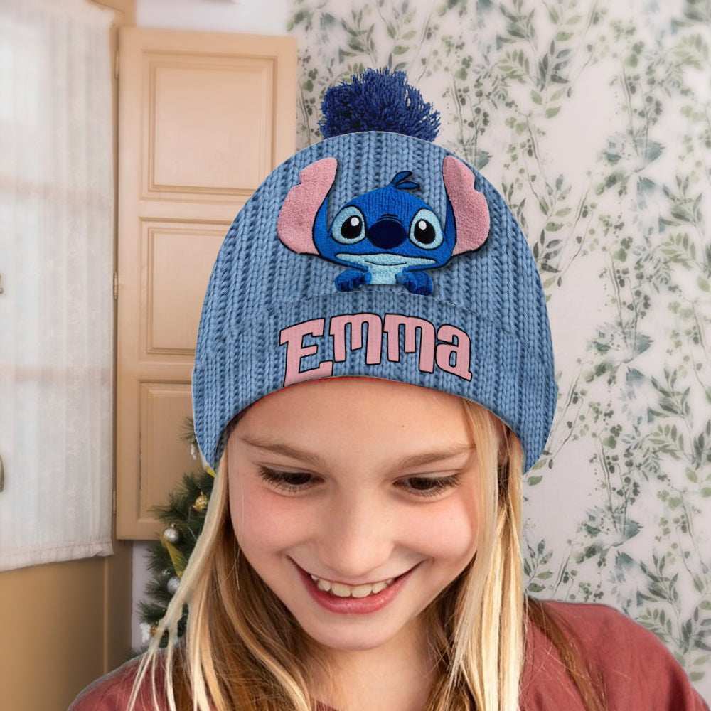 Personalized Stitch Beanie Hat Custom Name Gift for Kids Beanie Hat GradoCreations