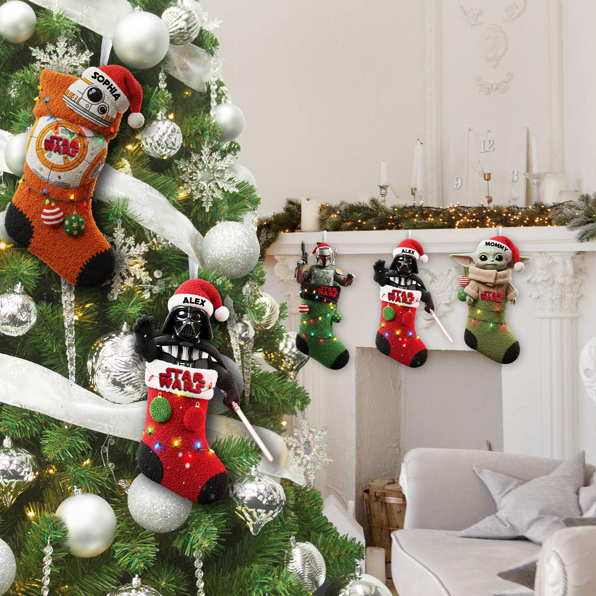 Personalized Star Wars Shaped Christmas Stocking for Kids & Family Shaped Christmas Stocking GradoCreations