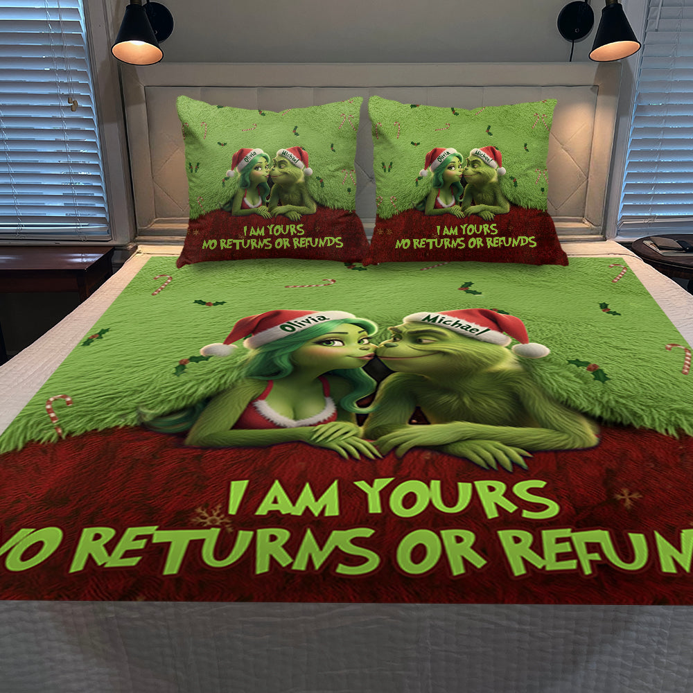 Personalized Grinch Christmas Blanket & Pillow Set Gift for Couple Blanket & Throw Pillow Set GradoCreations
