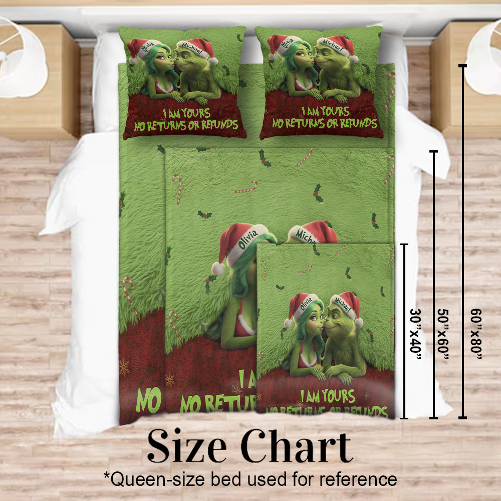 Personalized Grinch Christmas Blanket & Pillow Set Gift for Couple Blanket & Throw Pillow Set GradoCreations