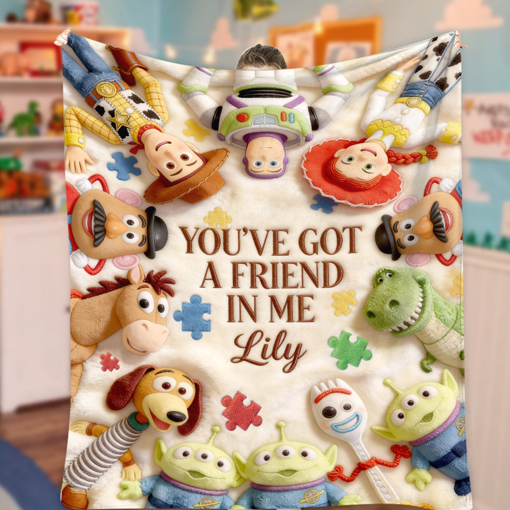 Personalized Autism Awareness Blanket with Friends Theme Blanket GradoCreations