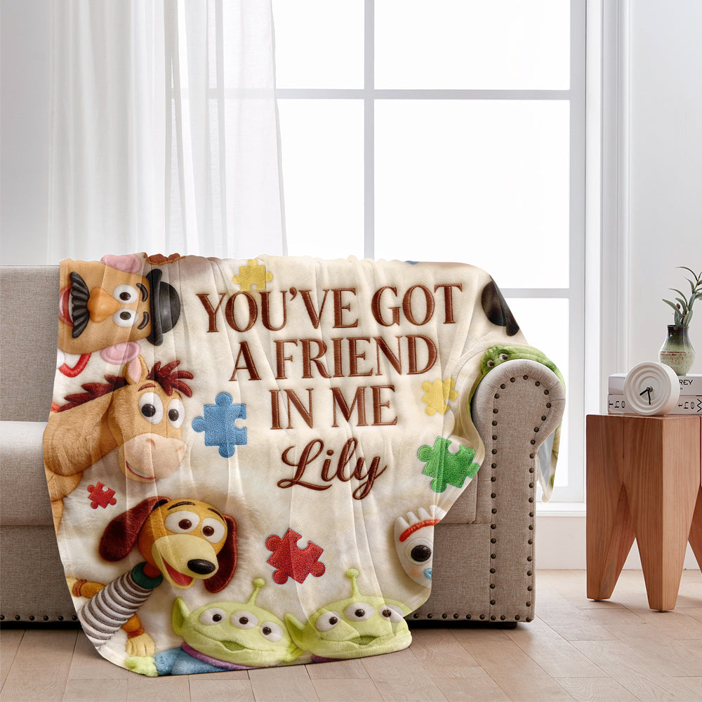 Personalized Autism Awareness Blanket with Friends Theme Blanket GradoCreations