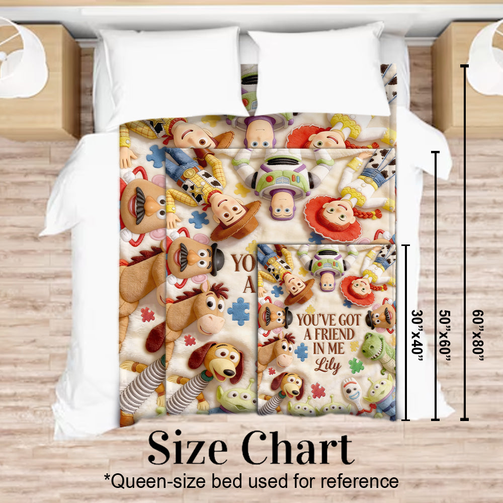 Personalized Autism Awareness Blanket with Friends Theme Blanket GradoCreations