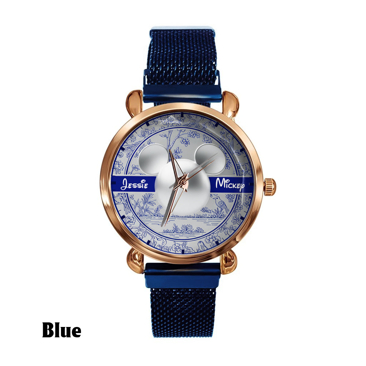 Personalized Toile de Jouy Pattern Women's Hand Watch with Name Women Hand Watch GradoCreations