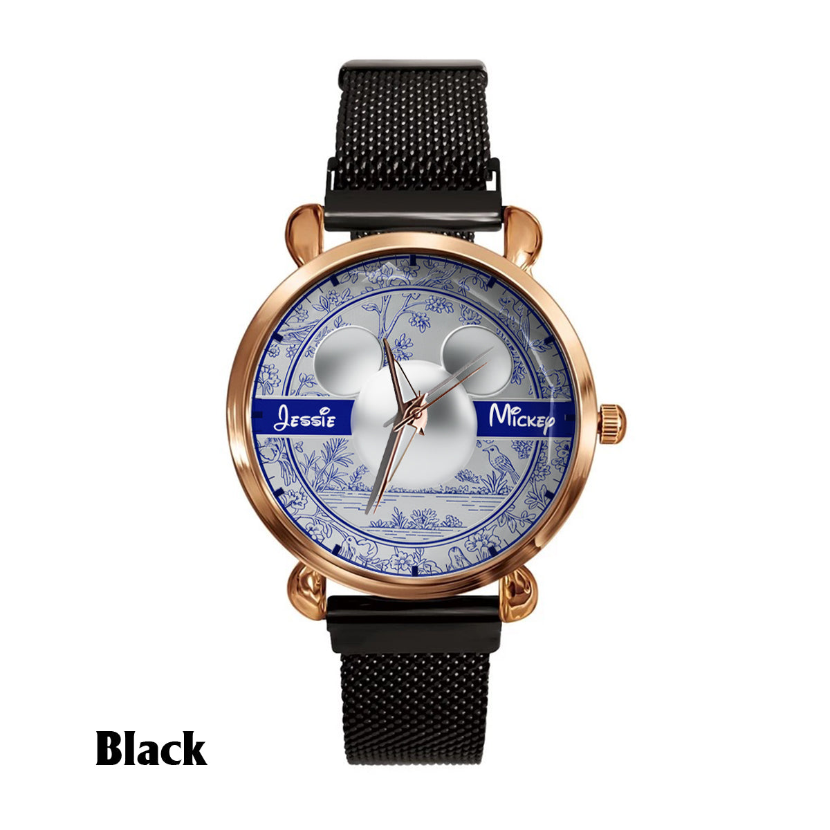 Personalized Toile de Jouy Pattern Women's Hand Watch with Name Women Hand Watch GradoCreations