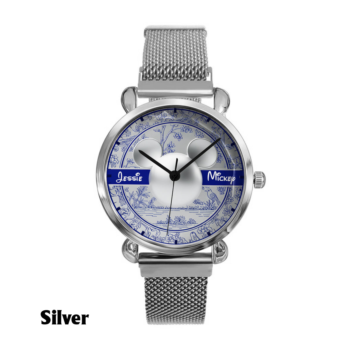 Personalized Toile de Jouy Pattern Women's Hand Watch with Name Women Hand Watch GradoCreations